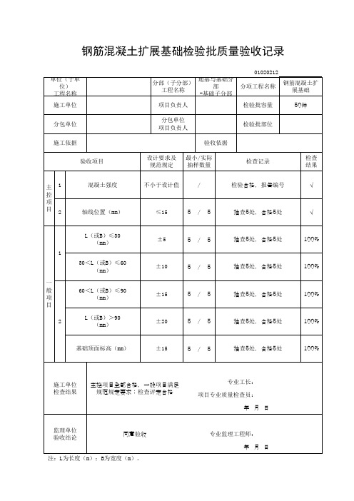 钢筋混凝土扩展基础检验批质量验收记录