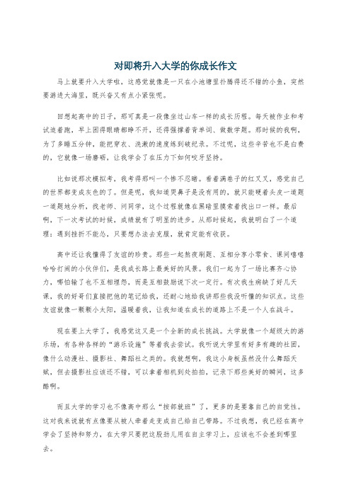 对即将升入大学的你成长作文