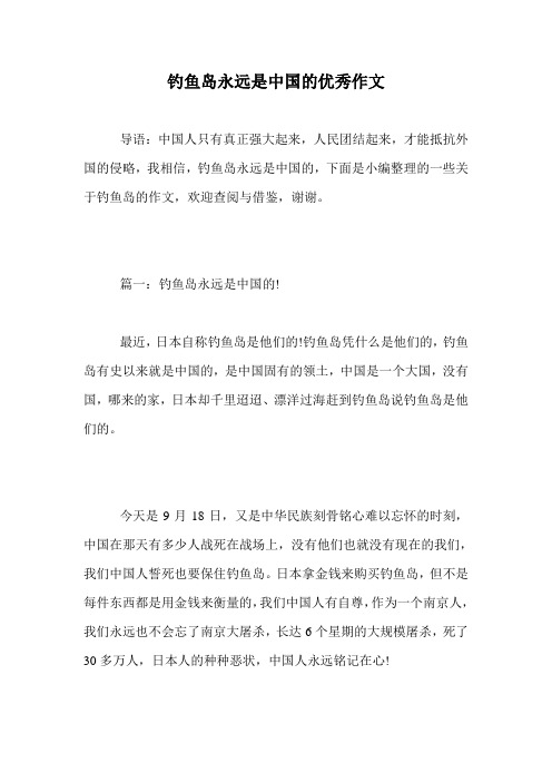 钓鱼岛永远是中国的优秀作文.doc