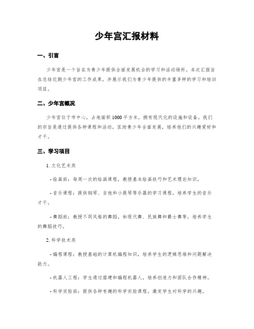 少年宫汇报材料