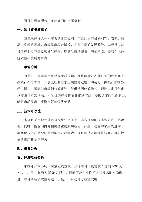 年产5万吨三氯氢硅可行性研究报告