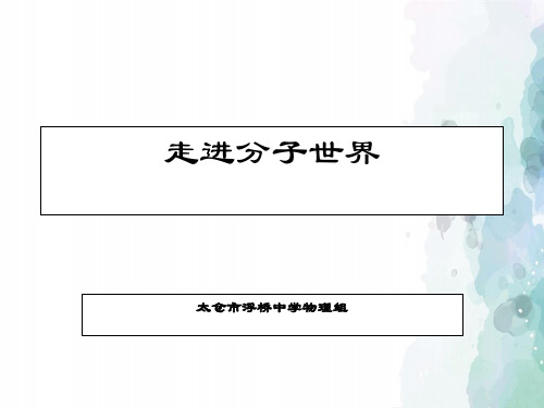 苏科版-物理-八年级下册课件7.1走进分子世界