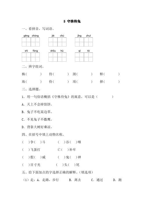 守株待兔练习题