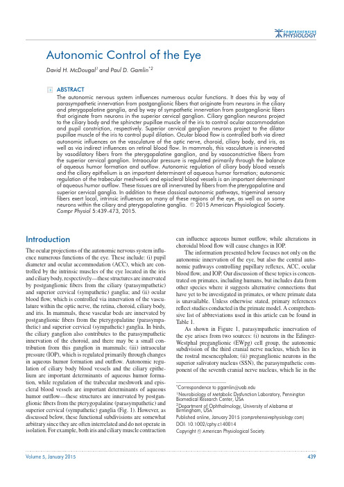 Autonomic control of the eye眼的自主神经