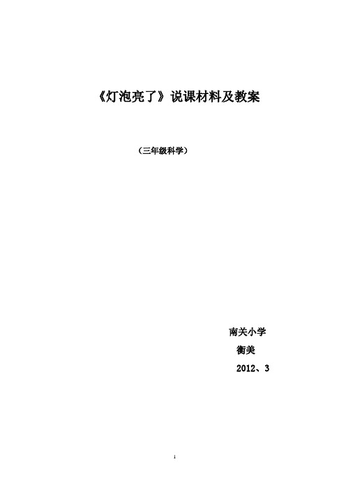 灯泡亮了说课材料及教案