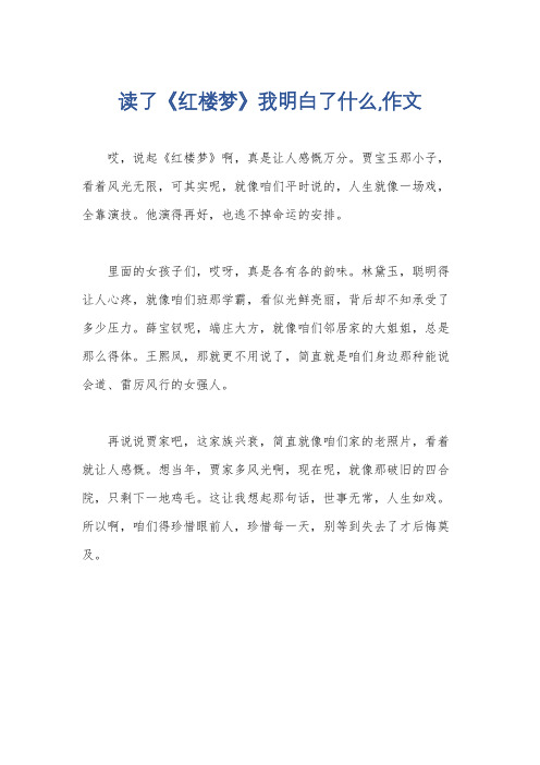 读了《红楼梦》我明白了什么,作文