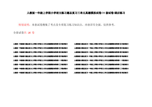 人教版一年级上学期小学语文练习题总复习三单元真题模拟试卷(16套试卷)课后练习
