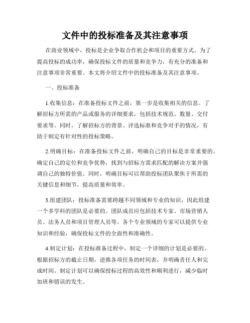 文件中的投标准备及其注意事项