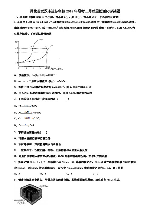 湖北省武汉市达标名校2018年高考二月质量检测化学试题含解析