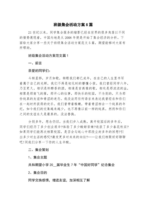 班级聚会活动方案5篇