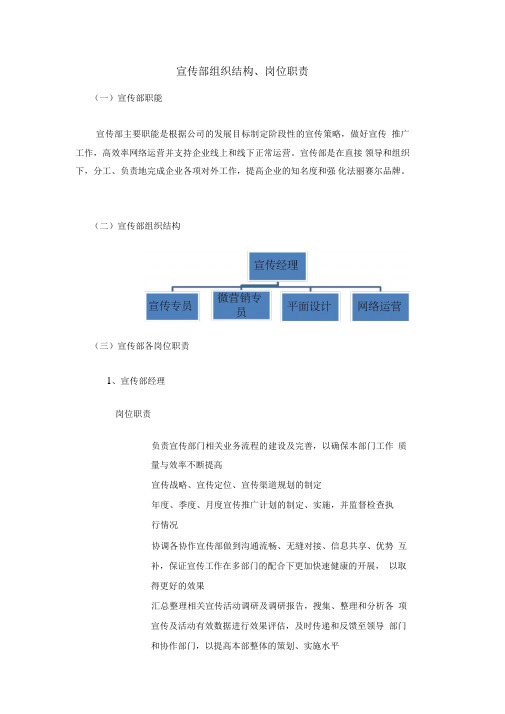 宣传部组织结构、岗位职责