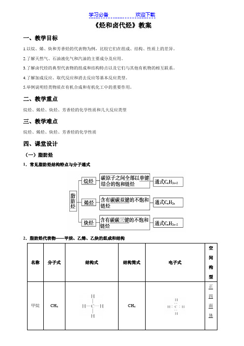 高三化学《烃的卤代烃》教案讲义