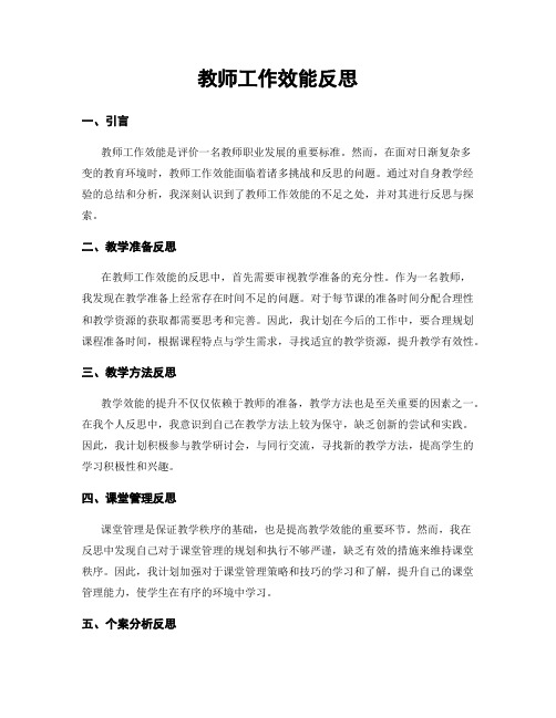 教师工作效能反思