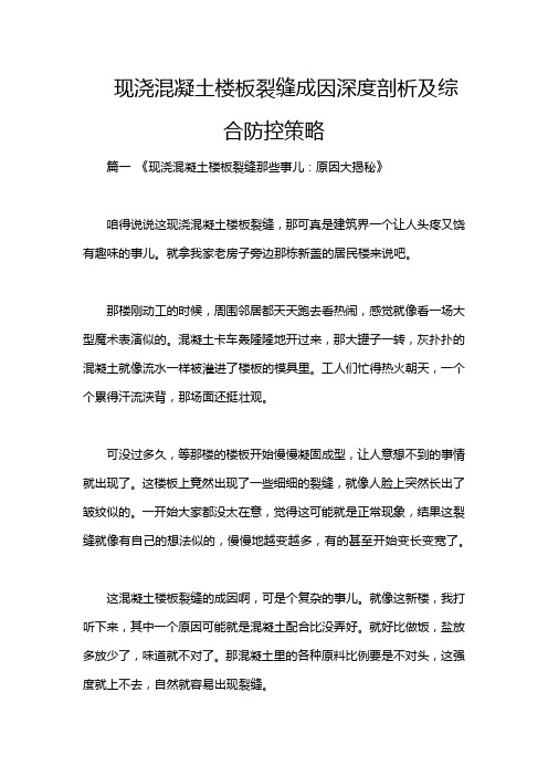 现浇混凝土楼板裂缝成因深度剖析及综合防控策略