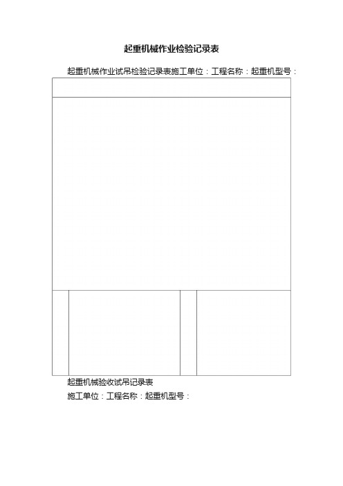 起重机械作业检验记录表