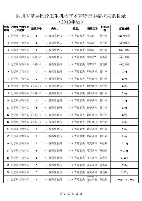 国家基本药物目录