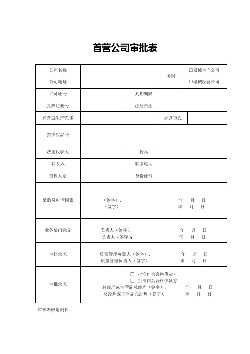 类医疗器械经营企业质量管理全套表格参考