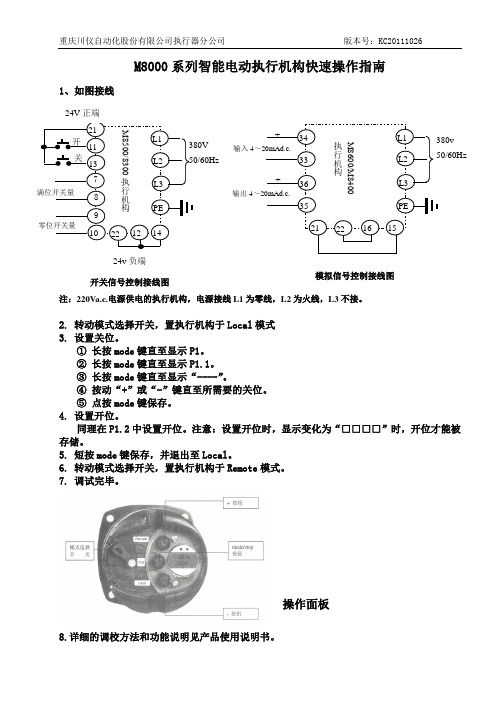 川仪m8000系列快速操作指南