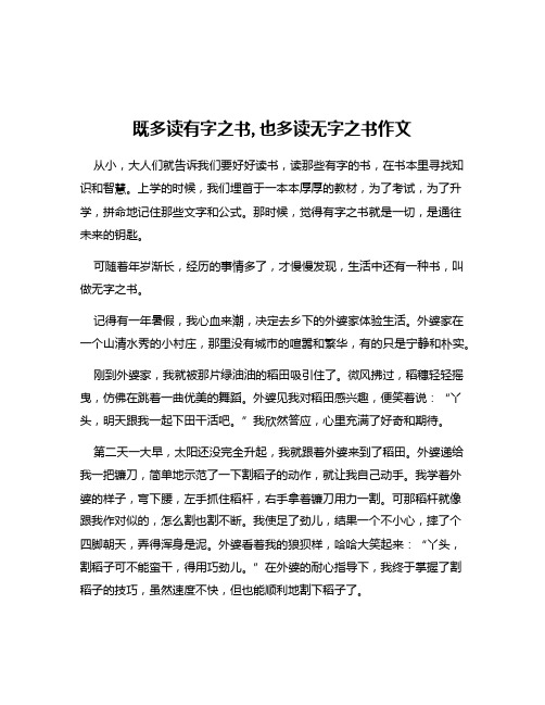 既多读有字之书,也多读无字之书作文