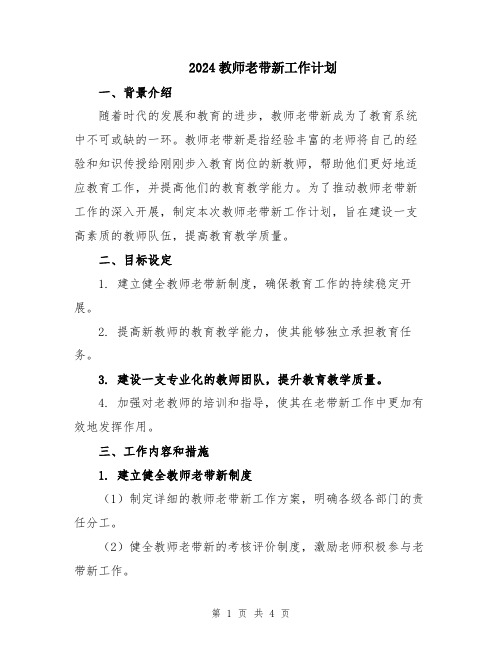 2024教师老带新工作计划