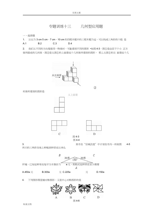 中考总复习数学专题优化训练：几何型应用题