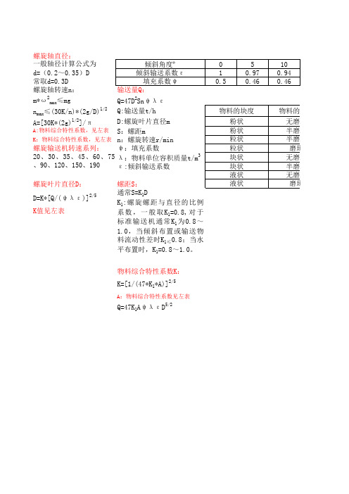 螺旋输送机计算