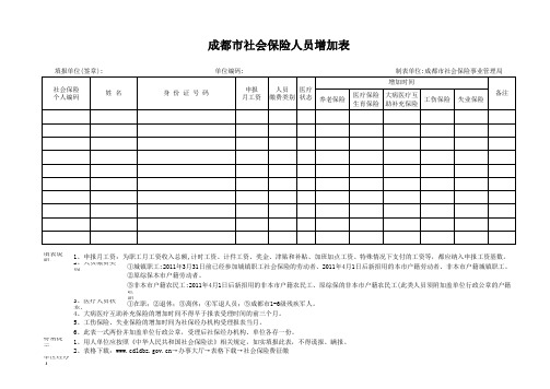 2017成都市社会保险人员增加表(旧表)