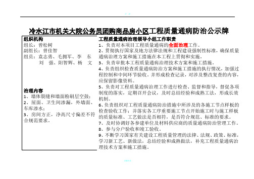 工程质量通病防治公示牌