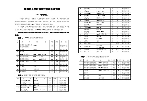 维修电工高级操作技能准备通知单-KCJT-01