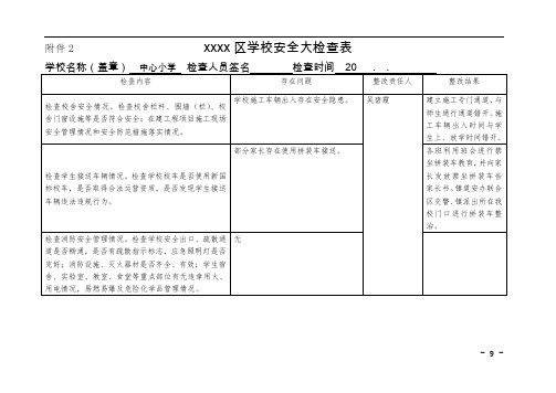 小学学校安全大检查表