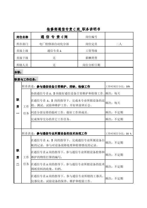 通信行业部门岗位说明书0