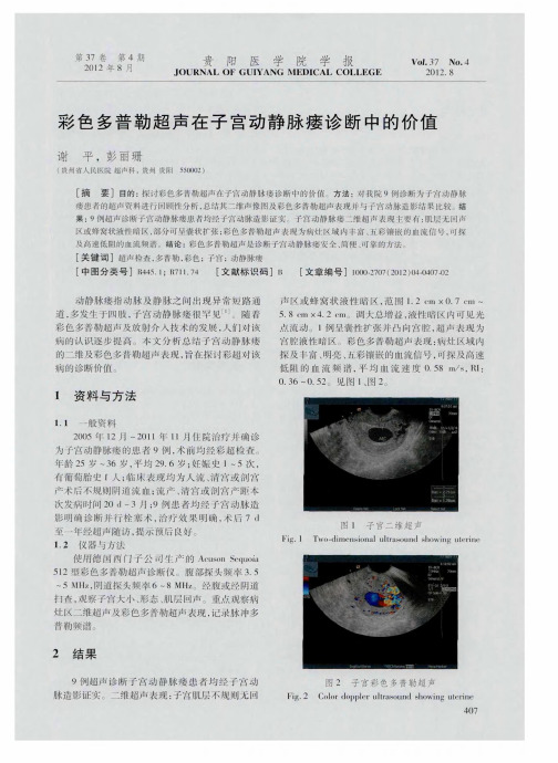 彩色多普勒超声在子宫动静脉瘘诊断中的价值