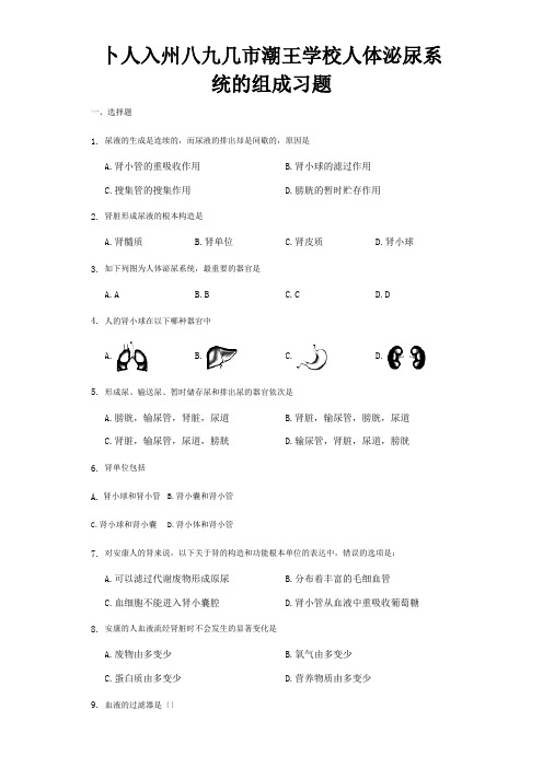 七年级生物下册 11.1人体泌尿系统的组成习题 试题