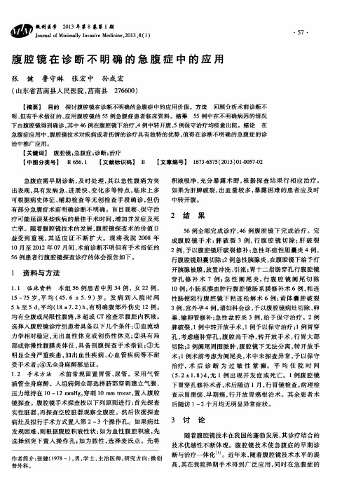 腹腔镜在诊断不明确的急腹症中的应用