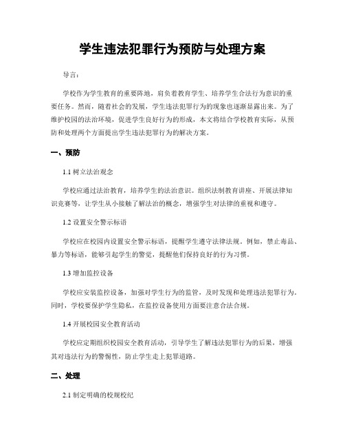 学生违法犯罪行为预防与处理方案