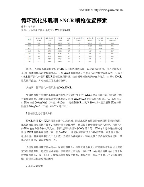 循环流化床脱硝SNCR喷枪位置探索