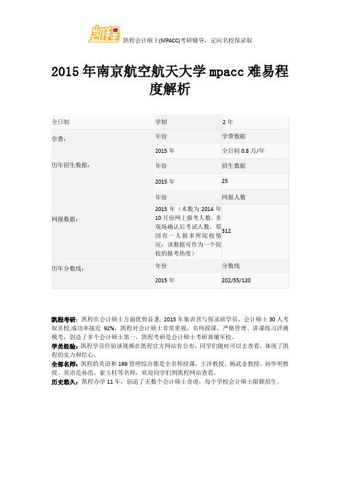 2015年南京航空航天大学mpacc难易程度解析