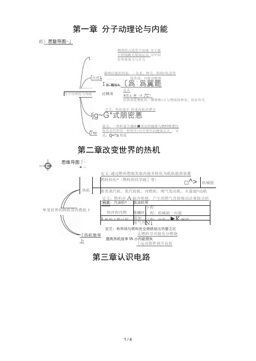 九年级上物理思维导图(教科版)