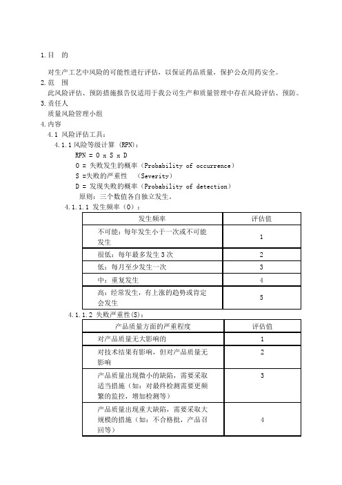 风险评估、预防措施报告