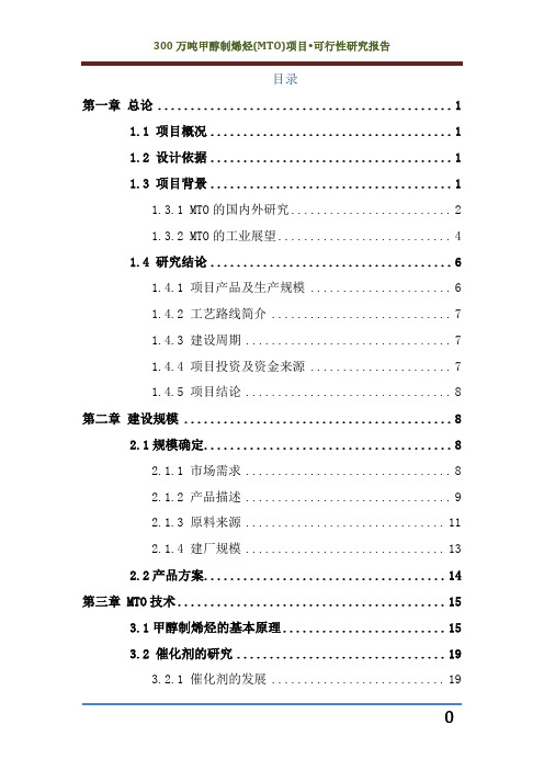 甲醇制烯烃项目可行性研究报告