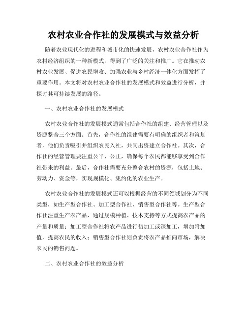 农村农业合作社的发展模式与效益分析