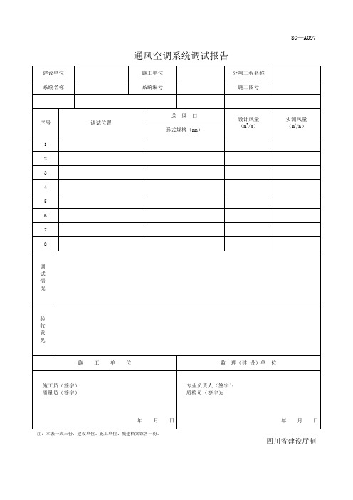 四川-通风空调系统调试报告 SG-A097