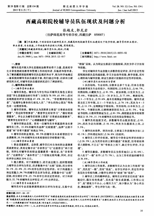 西藏高职院校辅导员队伍现状及问题分析