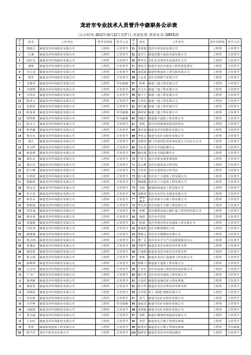 公示表121020专业技术人员晋升中级职务xls