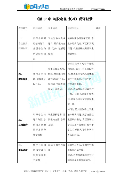 第十七章 勾股定理复习课(课件17张PPT 教案 练习等9份打包)