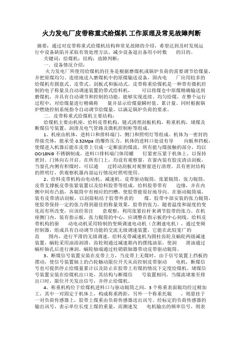 火力发电厂皮带称重式给煤机 工作原理及常见故障判断