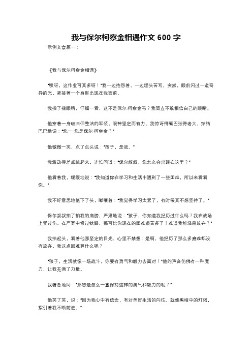 我与保尔柯察金相遇作文600字