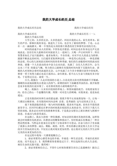 我的大学成长经历,总结