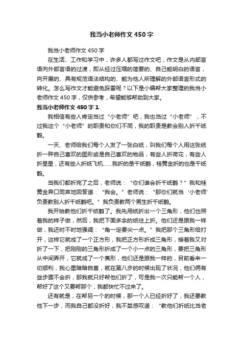 我当小老师作文450字