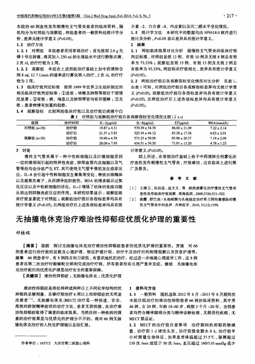 无抽搐电休克治疗难治性抑郁症优质化护理的重要性